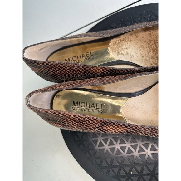 MK Michael Kors Wooden Wedge Python Heel Sz 7 M - Picture 4 of 13